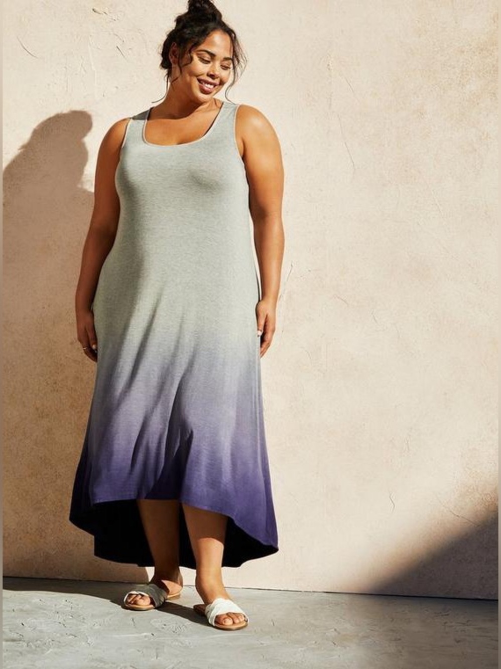 Torrid Super Soft High Low Green Ombré Swing Dress, 2X - Picture 7 of 8